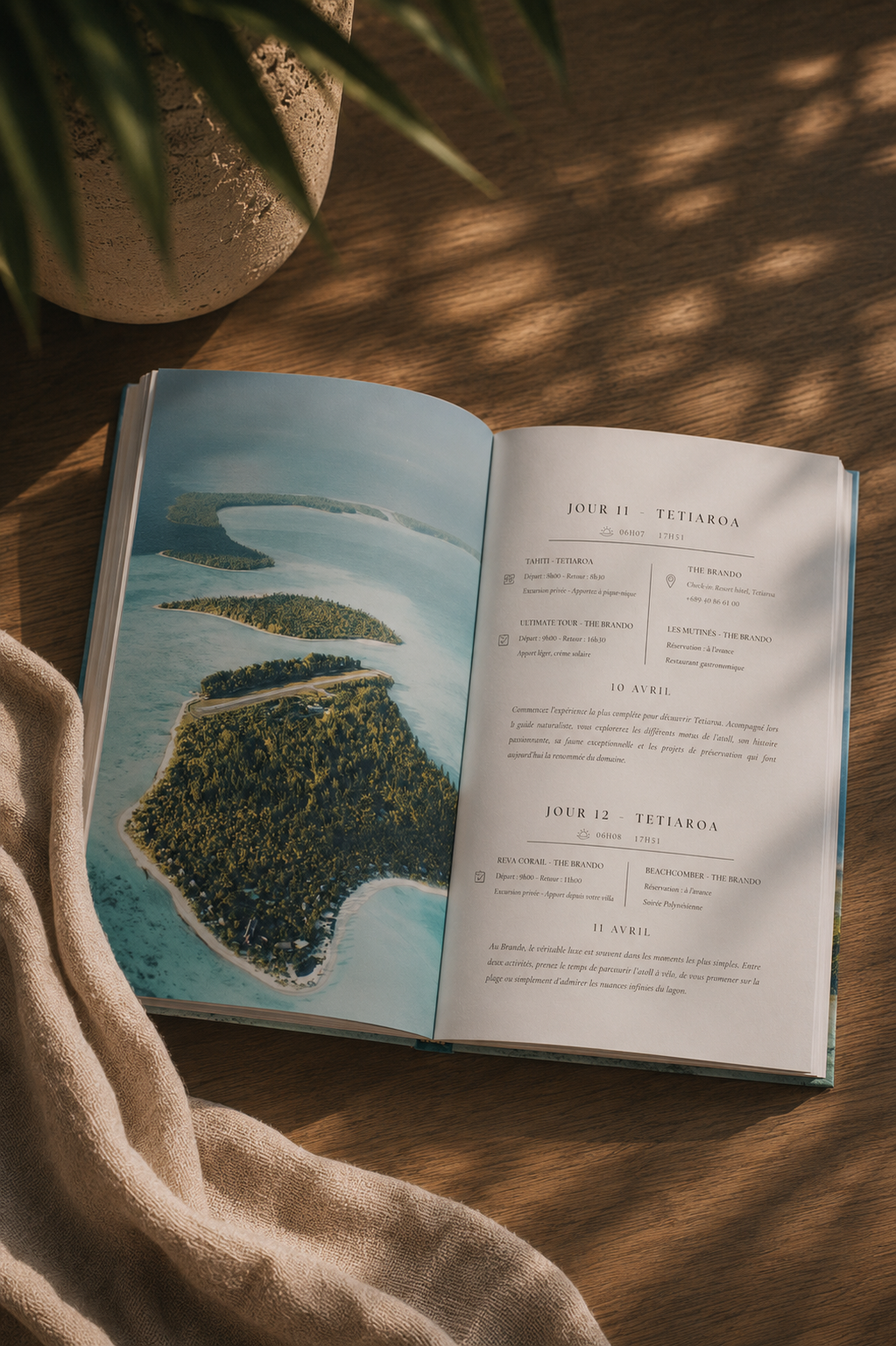 Client travel journal for French Polynesia